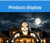 Arche Gonflable Squelette Halloween avec Masque Fantôme et Lumières LED – Nouveauté Décorative pour Extérieur, Cour et Événements