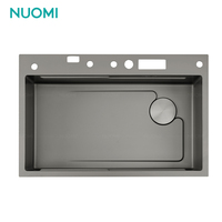 NUOMI BERTHA Évier de cuisine moderne à cascade en acier inoxydable Évier de cuisine multifonctionnel Organisateur de lavabo de cuisine fait à la main Évier de cuisine intelligent