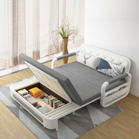 Sofá Cama Moderno y Sencillo, Plegable Multifuncional con Almacenamiento y Expansión, de Doble Uso para Sala de Estar Pequeña, Sofá Cama Doble de Tela y Madera Maciza