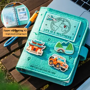 Cuaderno de Viaje Personalizado con Sello de Fieltro, Recuerdo de Registro en Aeropuerto, con Cubierta de <span class=keywords><strong>Tela</strong></span> Extraíble y Hojas Sueltas, Sello de Huella de Viaje - Product Image 4