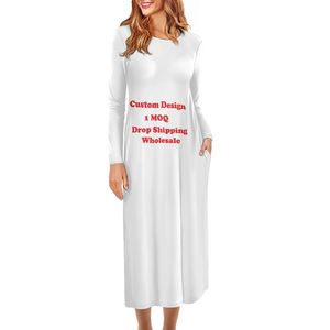 Robe Longue Personnalisée à Manches Longues Kitenge Tendance Robe Maxi Ample Oversize Confortable <span class=keywords><strong>Femme</strong></span> Africaine avec Poches Imprimé Ankara Cire - Product Image 2