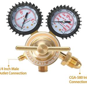 Válvula Reductora de Alta Presión de Nitrógeno para Manguera CGA580 de 60 Pulgadas con Rosca Externa de 1/4 de Pulgada para Puerto de Entrada de GLP, Helio y Propano - Product Image 5