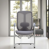 Chaise de bureau de direction moderne de haute qualité, en tissu, hauteur réglable, cadre en alliage d'aluminium, accoudoirs fixes, sans roulettes, ergonomique