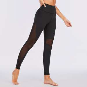 Mallas con panel de malla para mujer con etiqueta privada personalizada, mallas de Yoga de cintura alta para mujer 2023 - Product Image 3