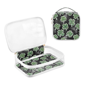 Custom Logo Transparent Waterproof <b>Small</b> Clear Makeup Bag 2-pack Sets Transparent Clear PVC Zipper Closure Travel Toiletry Bag - Product Image 3