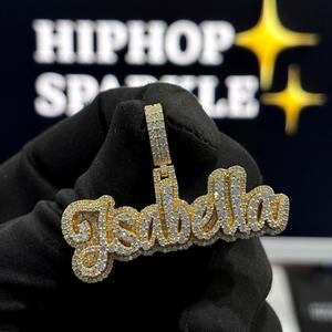 Custom Isabella <b>Name</b> Pendant 925 Sterling <b>Silver</b> VVS Moissanite Gold Plated Hip Hop Style Unisex Iced Out <b>Necklace</b> Charm - Product Image 6