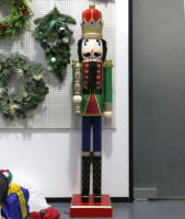 Vente en gros ornements personnalisés en bois 150cm, grand jeu de soldat casse-noisette géant, décoration extérieure de noël