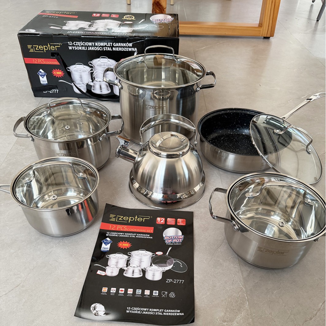 Zepter China 12-Piece 201 Stainless Steel Set Pot ZP2777 Non-Stick
