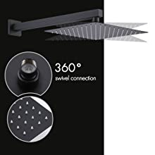 Système de douche de pluie noir mat 10 pouces pomme de douche salle de bains mélangeur de luxe douche ensemble combiné complet poignée Singe mural - Product Image 3