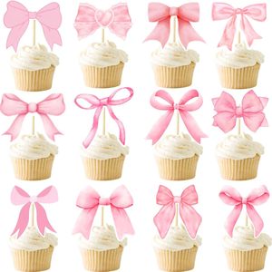 15PCS Pink Bow Theme Party Supplies Bow Tie Cake Sierra
