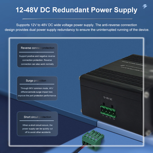Commutateur <span class=keywords><strong>Ethernet</strong></span> Gigabit industriel à 10 ports, boîtier en aluminium, prend en charge une alimentation CC de 12 à 48 V - Product Image 4