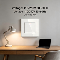 UBARO 82*82mm Quadratische Lichtschalterplatten Einpolig 10A 250V Elegantes Design Gehärtetes Glas Panel Druckschalter 1-fach 1-Weg