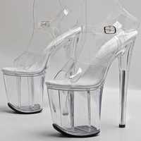 20CM / 8 pouces clair supérieur femmes Sexy talon haut plate-forme bride à la cheville sandale pôle chaussures de danse