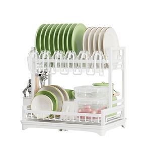 Organizador de almacenamiento de cocina, estante de secado de platos con bandeja escurridora y soporte para cubiertos - Product Image 2