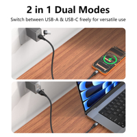 Cable de Carga Rápida Magnético 3 en 1 USB-C PD de 240W con Cubierta de Nailon Trenzado para iPhone 17/16/15, Cámara, Auto y Computadora