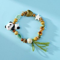 Pulseras de Cuentas de Cerámica con Diseño de Animales Lindos (Perro, Gato, Cerdo, Panda), Pulseras Tejidas con Cuentas de Cerámica Coloridas con Conchas Marinas y Flores, Regalos para Niños y Niñas