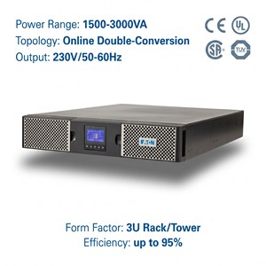 เครื่องสำรองไฟฟ้าแบบติดตั้งบนแร็ค 9PX ซีรีส์ 9PX3000IRTM 3kVA 3kW 230V CE ISO ระบบแปลงไฟแบบคู่ สำหรับศูนย์ข้อมูล เซิร์ฟเวอร์ และระบบไอที - Product Image 1