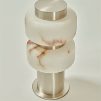 Lampe de table en forme de cylindre en albâtre naturel, artisanale et luxueuse, personnalisable pour hôtel, villa, chambre, restaurant, décoration artistique, éclairage