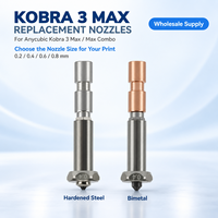 Pièces d'imprimante 3D, buse en acier bimétallique trempé avec embout à changement rapide pour Anycubic Kobra 3 Max/Kobra 3 Max Combo (0,2-0,8 mm)