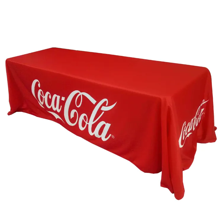 Mantel de mesa de fiesta de poliéster al aire libre drapeado personalizado manteles de exposición impresos mantel de Feria Comercial