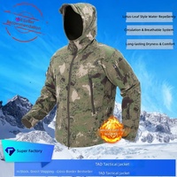 Veste bomber softshell exclusive transfrontalière TAD pour homme, hiver, délavée, tactique, camouflage, doublure polaire, imperméable, pour la chasse en extérieur
