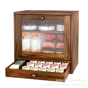 Mueble de madera para guardar cápsulas de café con cajón, organizador de cocina de madera maciza para barra de café - Product Image 5