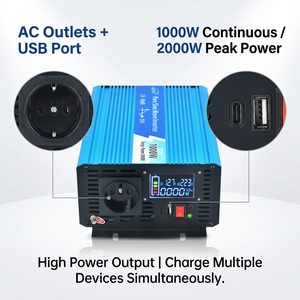 <span class=keywords><strong>Onduleur</strong></span> intelligent à onde sinusoïdale pure 1000W avec écran LCD, chargeur 12V 24V 48V vers 220V 110V CA, convertisseur <span class=keywords><strong>UPS</strong></span> pour batterie solaire domestique - Product Image 3