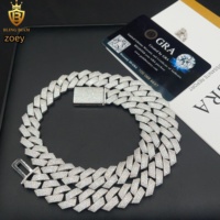 Chaîne cubaine Miami 15 mm pour homme, 4 rangs, style hip-hop, entièrement sertie de moissanite VVS, en argent 925 de haute qualité