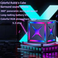 Rgb Speaker nirkabel, Speaker Audio kubus ajaib hitam Samurai Mini, Speaker luar ruangan Bt nirkabel untuk anak laki-laki dan Fm