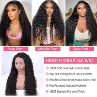 Perruque transparente invisible à cordon de serrage, 360 Full Lace Front, pré-épilée, cheveux naturels vietnamiens, ondulés, sans colle