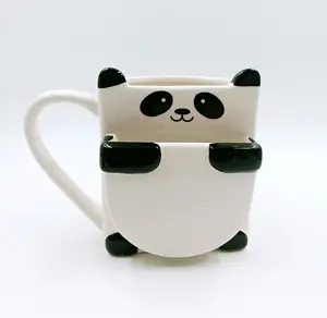 Panda Hug Cangkir Kopi Keramik-Termasuk Saku Kue atau Biskuit