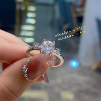 Bague élégante pour femme, bague de fiançailles, bague de confession, bijoux, bague délicate en moissanite et diamant