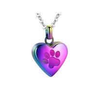 Collar Clásico Ecológico de Acero Inoxidable Dimonpet con Colgante de Corazón y Huella de Pata para Cenizas de Mascotas, Joyería Conmemorativa para Cremación de Perros