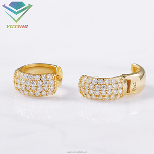 Classic 4Rows White Gold Hoop <b>Earring</b> D VVS <b>Moissanite</b> 925 Sterling Silver Hot Sale Pass Diamond Test <b>Moissanite</b> <b>Earring</b> Jewelry - Product Image 4