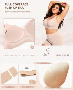Sujetadores inalámbricos con soporte push-up para mujer, tallas S-5XL, sin costuras, lencería <span class=keywords><strong>de</strong></span> gel <span class=keywords><strong>de</strong></span> 4 capas, ropa interior personalizada ODM OEM con tirantes anchos - Product Image 6