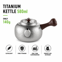 Ketel Teh Titanium Murni Pemanas Air Ultralight Ketel Camping Luar Ruangan Portabel untuk Merebus Air