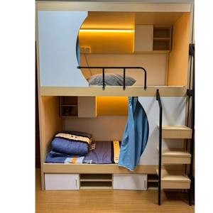 Lit superposé moderne en bois avec rangement et bureau pour étudiants et adultes, meubles de chambre à coucher - Product Image 5