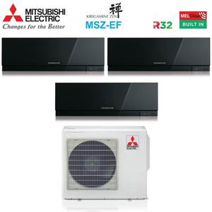 Climatizador Acondicionado Mitsubishi Electric Trial Split Inverter serie KIRIGAMINE ZEN BLACK, 12 + 12 + 15, con 1/2/5/12 - Product Image 1
