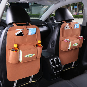 Organizador de asiento trasero para coche, bolsa de almacenamiento de fieltro con 8-11 bolsillos, color marrón, accesorio para interior de coche, bolsillo colgante - Product Image 1