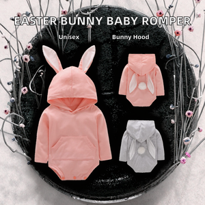 Nuevos peleles de Pascua para bebé de marca reconocida, de manga larga, con capucha y orejas de conejo, unisex, de elastano/algodón, con cierre de botones, para primavera y otoño. - Product Image 2
