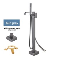 Robinet de sol vertical en cuivre et céramique, encastré, chaud et froid, pour baignoire, style chinois moderne, électroplaqué, directement de l'usine