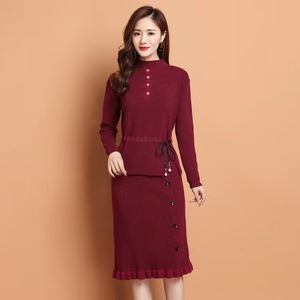 Huachao Hot Causal Lady Soild Sweater <strong>Dress</strong> Over Knee Round Neck Slim Fit Knit Women Sweater of <strong>Dress</strong> - Product Image 3
