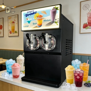 เครื่องทำน้ำแข็งปั่นอุตสาหกรรม 2 โถ เครื่องทำน้ำผลไม้แช่แข็ง เครื่องจำหน่ายเครื่องดื่มแช่แข็ง เครื่องทำเครื่องดื่มอัดลมแช่แข็ง เครื่องทำน้ำแข็งปั่น - Product Image 1