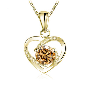 Joias Finas Mais Vendidas, Colar de Coração em Ouro 925 com Corte Redondo de 1CT VVS e Moissanite Colorido para Mulheres - Product Image 5