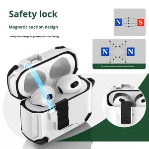 Funda Protectora de Silicona para Auriculares Apple <span class=keywords><strong>Airpods</strong></span> 4 <span class=keywords><strong>Pro</strong></span>, con Bloqueo de Seguridad Anticaídas, Cubierta Protectora para Auriculares, Botón de Apertura de un Toque - Product Image 2