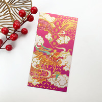 Enveloppe de luxe en feuille d'or sur mesure avec logo, enveloppe rouge du Nouvel An chinois, pochette rouge, Angpao, enveloppe 2027
