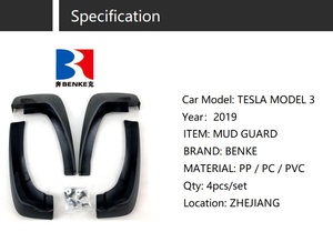 Protector de barro duradero de alta calidad, pieza de AUTO, defensor para <span class=keywords><strong>TESLA</strong></span> modelo 3 2019 - Product Image 3
