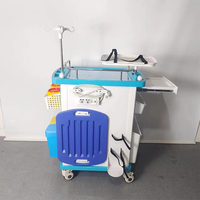 Chariot d'urgence médical ABS pour hôpital avec système de tiroirs à verrouillage centralisé et plateforme pour défibrillateur