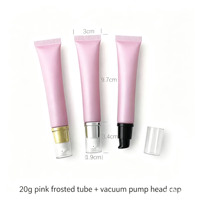 Tube cosmétique en plastique rose givré 10g 20g pour crème contour des yeux et rouge à lèvres avec capuchon applicateur massant en céramique