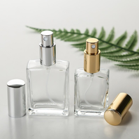 Promotion : Flacon de Parfum/Sérum/Distributeur d'Huile Cosmétique en Verre Transparent Rectangulaire de 15ml, 30ml, 50ml, 100ml avec Atomiseur